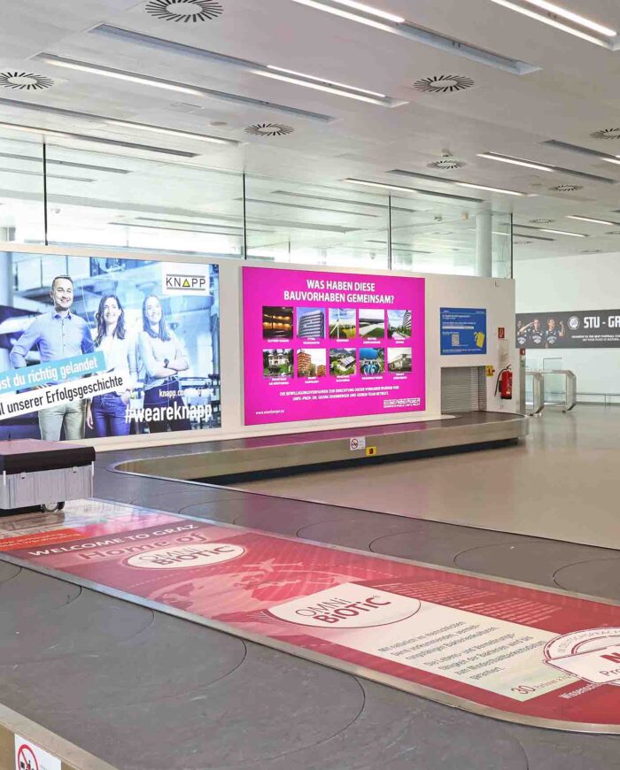 Advertising space on the baggage carousels.