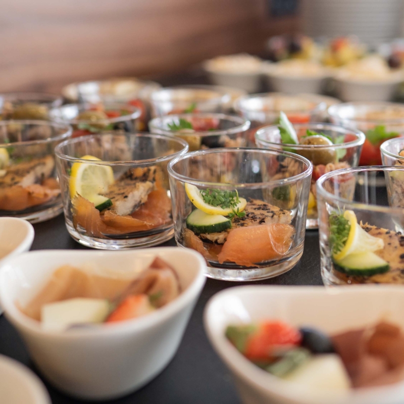 Small snacks in glass jars